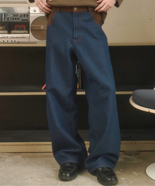 Zooodle ワイドパンツ ジーンズ Switching wide denim pants - 切替