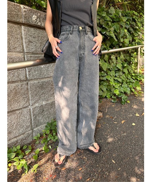 「BLACK BY MOUSSY」 デニムパンツ 25inch グレー レディース_画像9