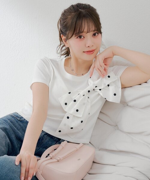 Chico（チコ） tシャツ 半袖 リボンデザインチビT レディース