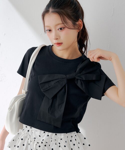 Chico（チコ） tシャツ 半袖 リボンデザインチビT レディース