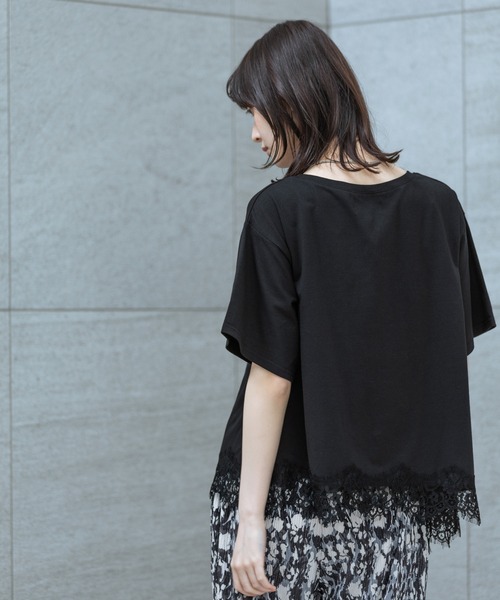 LAKOLE（ラコレ） tシャツ 半袖 裾レースドッキングT / 671861