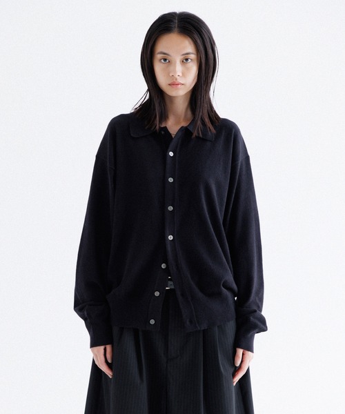 「SINSS」 ニットカーディガン LARGE チャコール メンズ_画像4