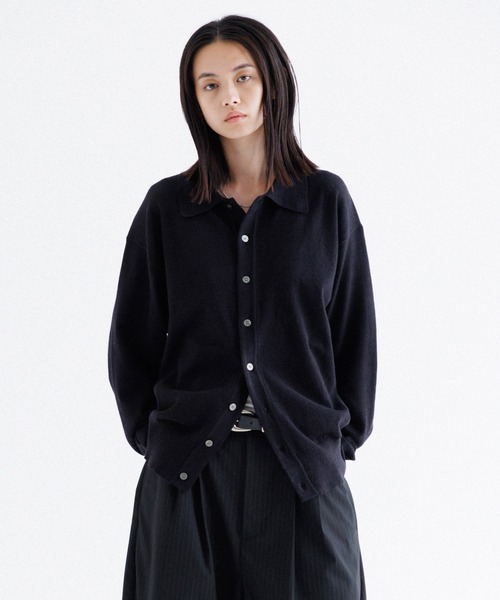 「SINSS」 ニットカーディガン LARGE チャコール メンズ_画像5