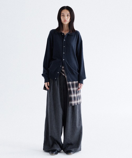 「SINSS」 ニットカーディガン LARGE チャコール メンズ_画像6