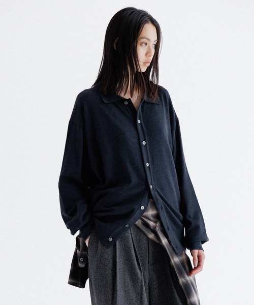 「SINSS」 ニットカーディガン LARGE チャコール メンズ_画像8