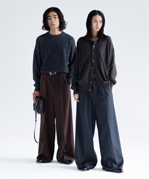 「SINSS」 ニットカーディガン LARGE チャコール メンズ_画像9