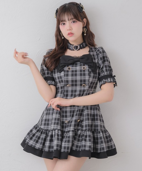 ROJITA（ロジータ） ワンピース 半袖 デコルテリボン裾ティアード