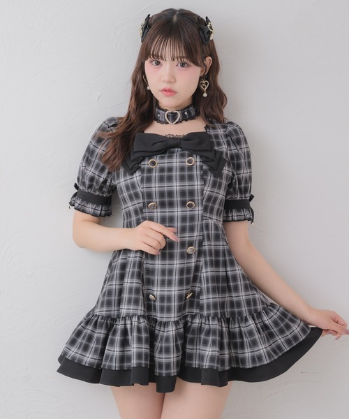 ROJITA（ロジータ） ワンピース 半袖 デコルテリボン裾ティアード