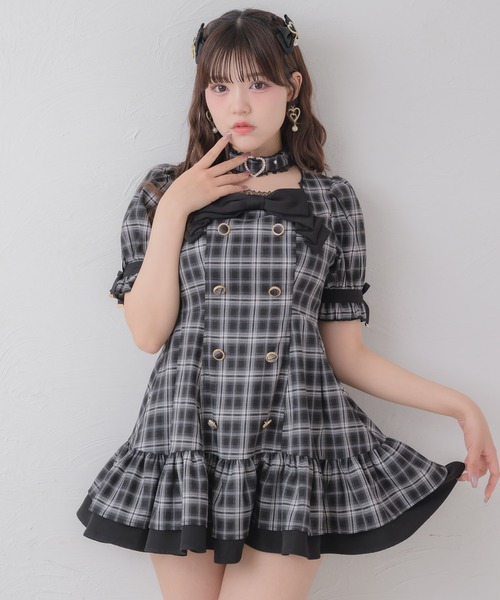 ROJITA（ロジータ） ワンピース 半袖 デコルテリボン裾ティアード