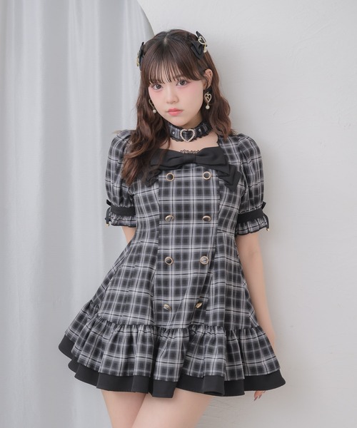 ROJITA（ロジータ） ワンピース 半袖 デコルテリボン裾ティアード