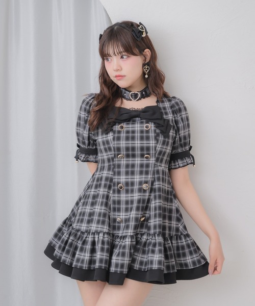 ROJITA（ロジータ） ワンピース 半袖 デコルテリボン裾ティアード