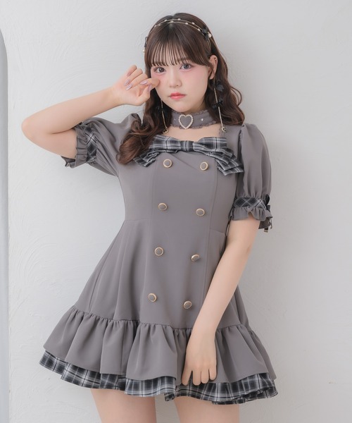 ROJITA（ロジータ） ワンピース 半袖 デコルテリボン裾ティアード