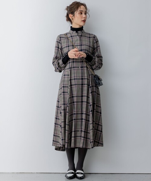 「組曲」 長袖ワンピース 3 グレー レディース_画像3