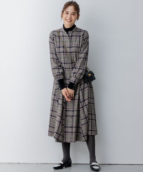 「組曲」 長袖ワンピース 3 グレー レディース_画像6