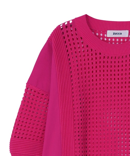「ZUCCa」 7分袖カットソー M size ピンク レディース_画像4