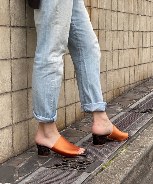 【関税込み】CHRISTEN ベージュ 75mm ストレッチ ミュール しなやかウエッジストレッチサンダル/40代50代からのレディース