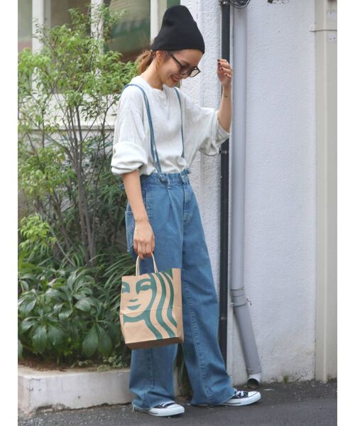 パンツ 在庫限り デニム ジーンズ ショルダーストラップカットオフデニム