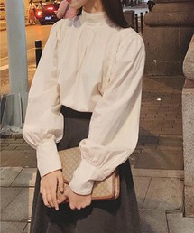 aimoha（アイモハ） ブラウス シャツ ボリュームスリーブモックネック