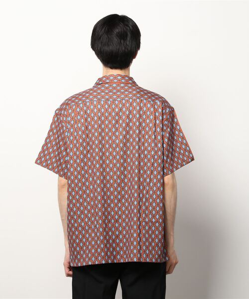 メンズ リーフ柄シャツ 肩落ち ドロップショルダー N00237 SITRY シャツ Oversize Drop shoulder Patterned shirt/オーバー