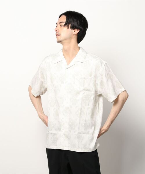 メンズ 総柄シャツ ドロップショルダー オーバーサイズ G00231 シャツ メンズ とろみシャツ ドレープ オーバーサイズ ドロップ