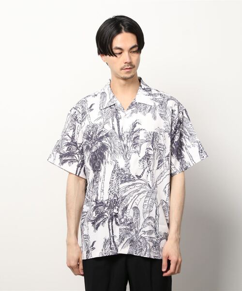 STARTEXCEEDEND 半袖シャツ スタッズ デザイン感 オーバーサイズ SITRY シャツ Oversize Drop shoulder Patterned shirt/オーバー