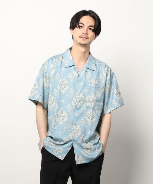 メンズ 半袖シャツ 肩落ち ドロップショルダー P00442 SITRY シャツ Oversize Drop shoulder Patterned shirt/オーバー