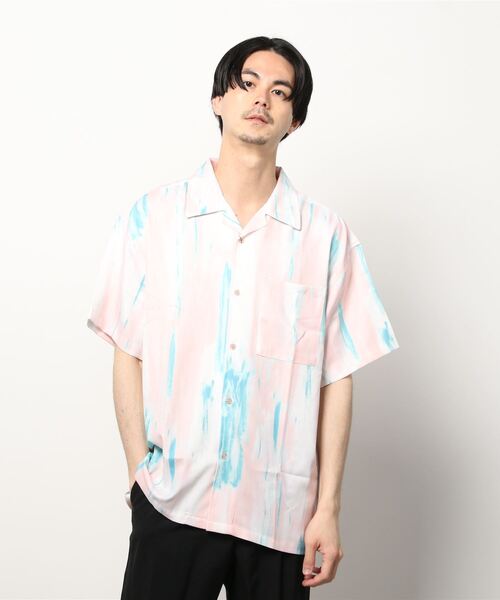 メンズ 半袖シャツ オーバーサイズ ドロップショルダー M00087 SITRY シャツ Oversize Drop shoulder Patterned shirt/オーバー