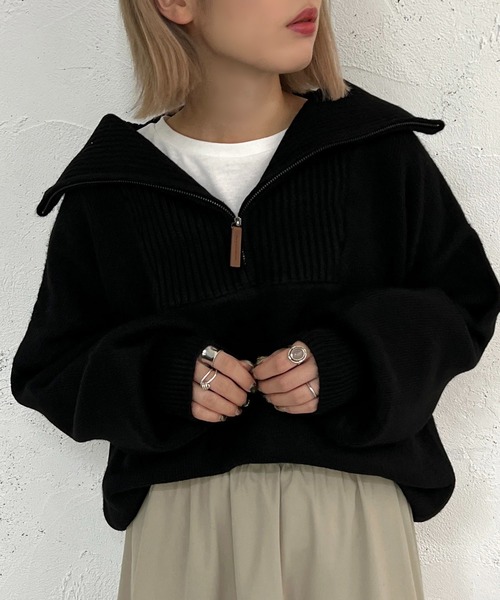 ネップヤーンハーフジップニット【ZOZOTOWN限定アイテム】 apres jour（アプレジュール）の「ネップヤーンハーフジップニット