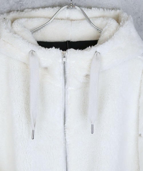 コート ジャケット 両面シャギーフリース BIGシルエット ZIPパーカー