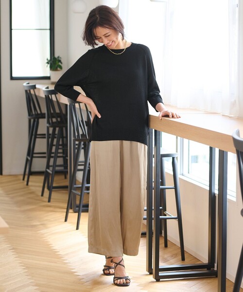 P419新品♪23区♪洗える鮮やかワイドパンツ48￥16500日本製 23区 パンツ 「新色追加/洗える」ストレッチジョーゼット ワイド