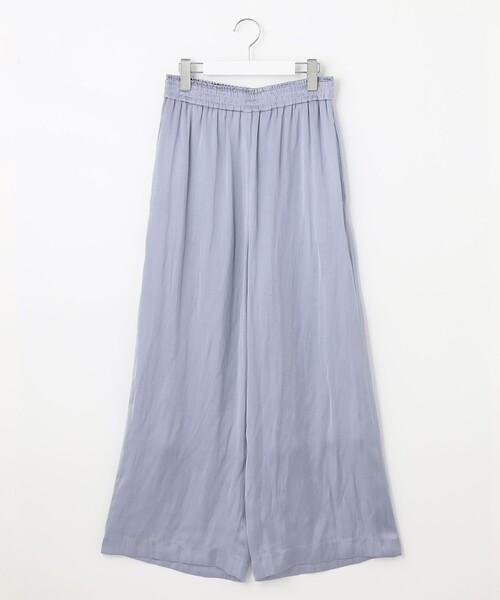 自由区 ワイドパンツ ハイウエスト ストレッチ ウエストゴム くすみブルー 38 自由区 ワイドパンツ ハイウエスト ストレッチ ウエストゴム