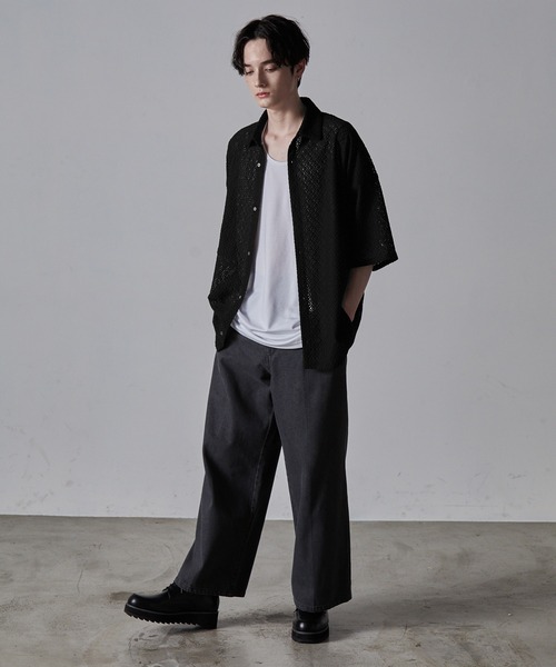 CLEL シャツ 「CLEL」Loose Short Sleeves Lace Shirt/ルーズ 半袖 