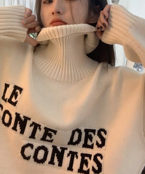LYEON（リヨン） ニット セーター ロゴジャガードタートルネック