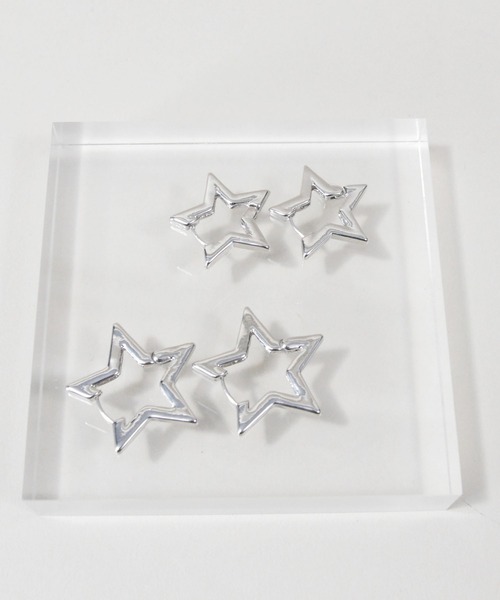 483Fi【高品質✨】フープピアス　ぷっくり　スター　星　シンプル　ユニセックス styiro ピアス ニッケルフリー 星 スターフープピアス
