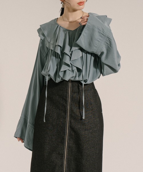 DOUBLE STANDARD CLOTHING ビッグカラーフリルブラウス F DOUBLE STANDARD CLOTHING（ダブルスタンダードクロージング）の