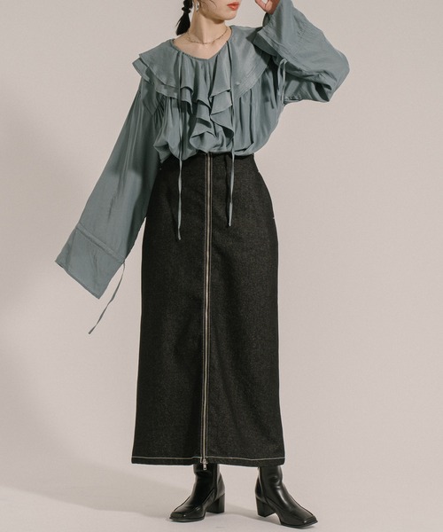 DOUBLE STANDARD CLOTHING ビッグカラーフリルブラウス F DOUBLE STANDARD CLOTHING（ダブルスタンダードクロージング）の