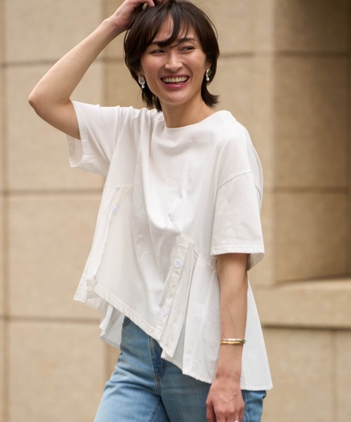 Mia tシャツ 異素材AラインTシャツ レディース : ZOZOTOWN Yahoo!店 