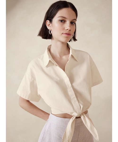 「BANANA REPUBLIC FACTORY STORE」 半袖ブラウス S ブラウン レディース BANANA REPUBLIC ブラウス シャツ FACTORY STORE クレープ