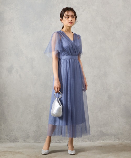 【51%オフ】AIMER カシュクールドレス AIMER ドレス フレアスリーブラメチュール カシュクール