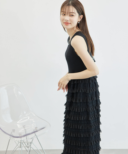 AND ROMEO アンドロミオ ティアード　フリル　ノースリーブワンピース ROPE' PICNIC（ロペ ピクニック） ワンピース フリルティアード