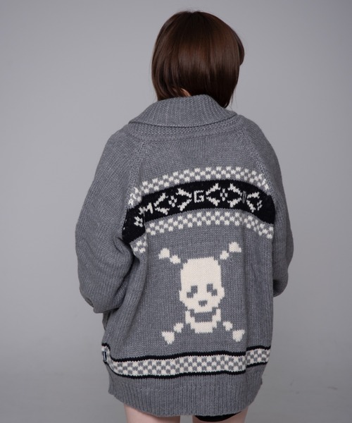 ニット セーター 「mahagrid/マハグリッド」 SKULL COWICHAN KNIT SWEATER/スカル カウチン ニットセーター レディ 86802185b_b_03_500.jpg