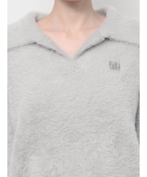 ニット セーター GYGYプレートシャギーポロニットチュニック レディース GYDA ニット セーター GYGYプレートシャギーポロニット