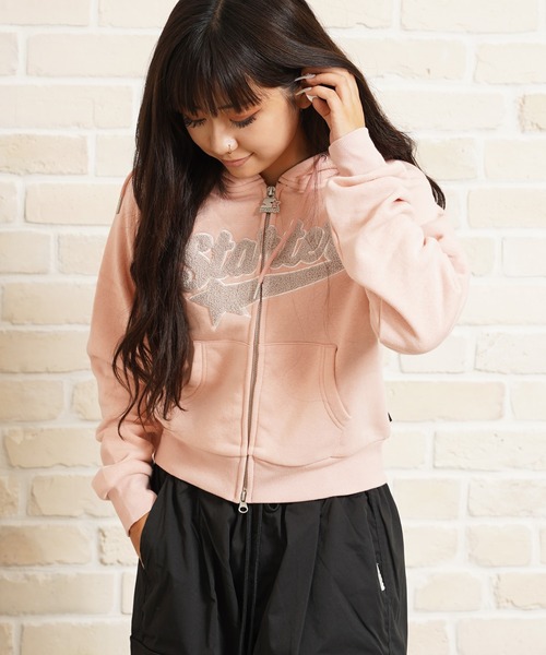 パーカー STARTER サガラ刺繍ワッペン ショート丈 ジップパーカー / Sagara Embroidery Patch Short Length STARTER BLACK LABEL パーカー サガラ刺繍ワッペン ショート丈