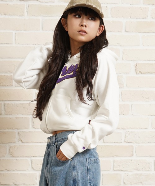 パーカー STARTER サガラ刺繍ワッペン ショート丈 ジップパーカー / Sagara Embroidery Patch Short Length STARTER BLACK LABEL パーカー サガラ刺繍ワッペン ショート丈