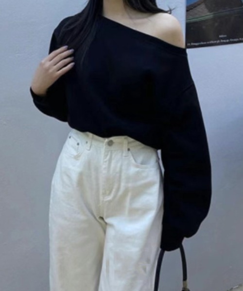 emi+ トレーナー スウェット ショートオフショルスウェットプル