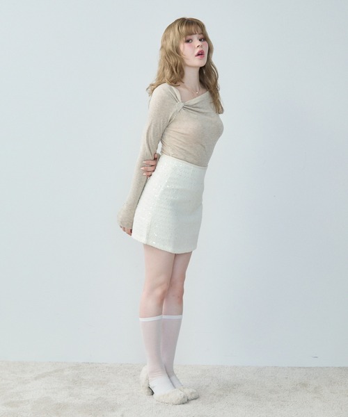 ドレープネックニットトップス anuans｜ドレープネックニットトップス | Rakuten Fashion(楽天