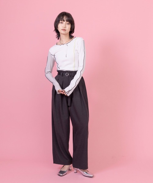tシャツ チュールレイヤード配色メロウトップス レディース Eimee Law tシャツ チュールレイヤード配色メロウトップス