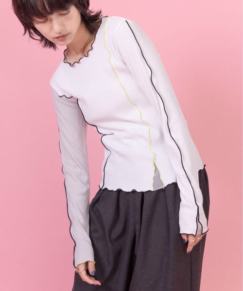 tシャツ チュールレイヤード配色メロウトップス レディース Eimee Law tシャツ チュールレイヤード配色メロウトップス