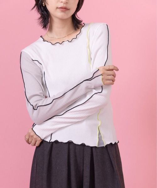 Eimee Law tシャツ チュールレイヤード配色メロウトップス