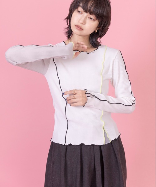 tシャツ チュールレイヤード配色メロウトップス レディース Eimee Law tシャツ チュールレイヤード配色メロウトップス